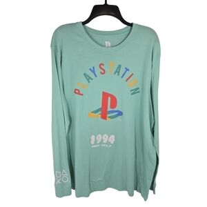 {Sony} Men's Playstation 1994 Minato, Tokyo, Japan Mint Green Long Sleeve Tshirt